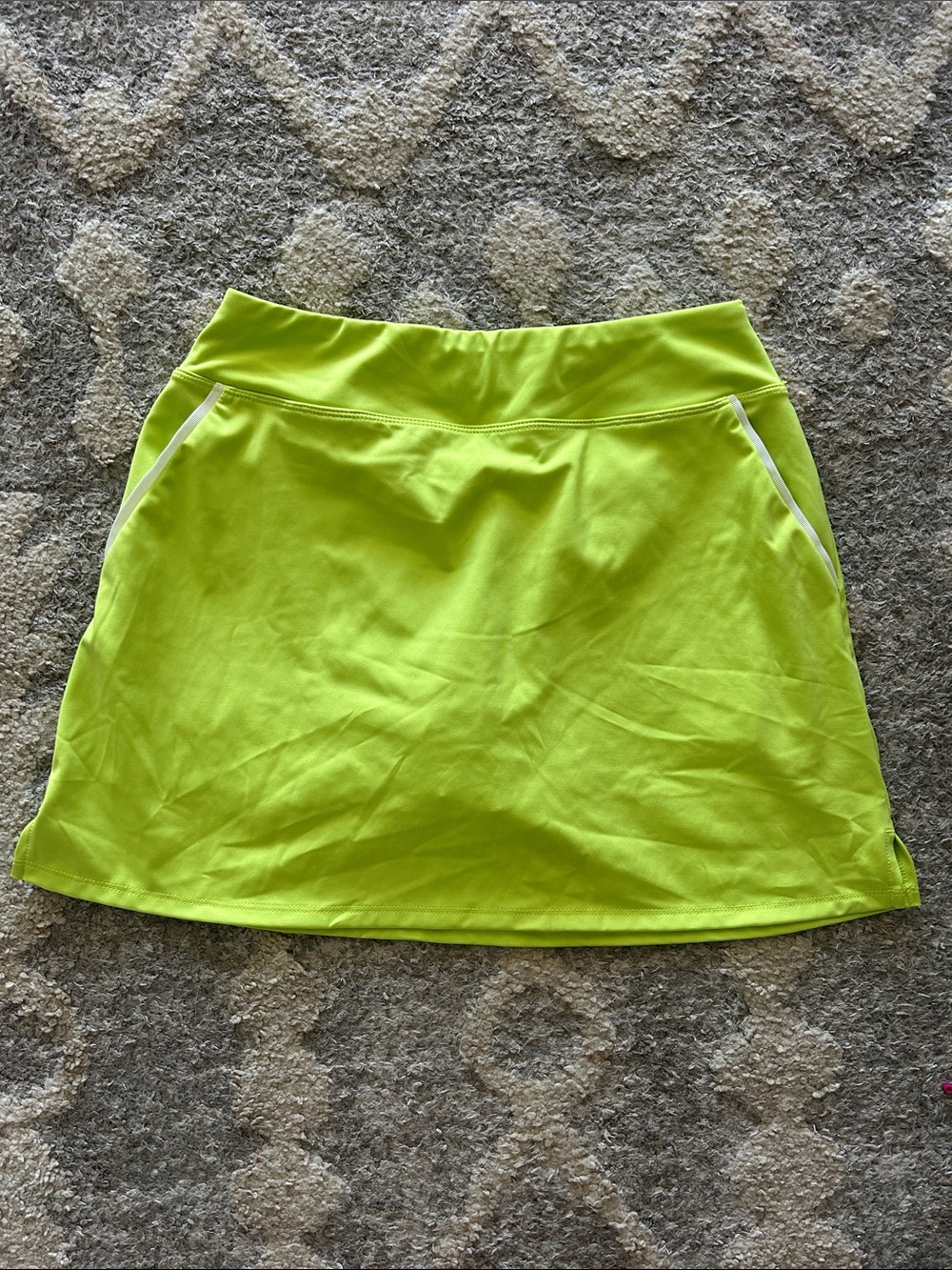 Sigrid Olsen Neon Lime A-Line Skort with White Trim